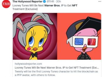 华纳兄弟将推出基于「兔八哥」、「崔弟」等卡通人物的NFT 系列