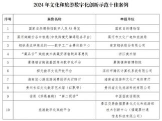 2024年文化和旅游数字化创新示范案例公布，包含红色大空间、数字敦煌